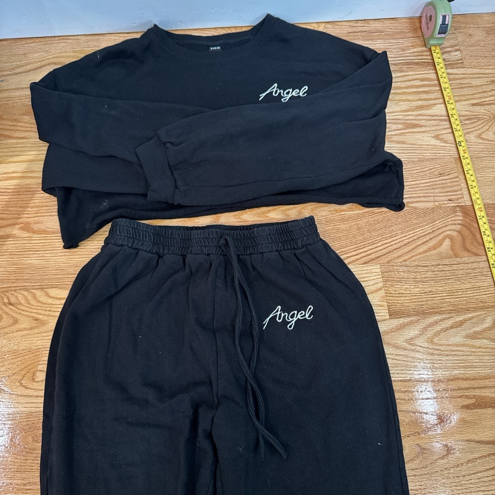 SHEIN Black 'Angel' Lounge Set